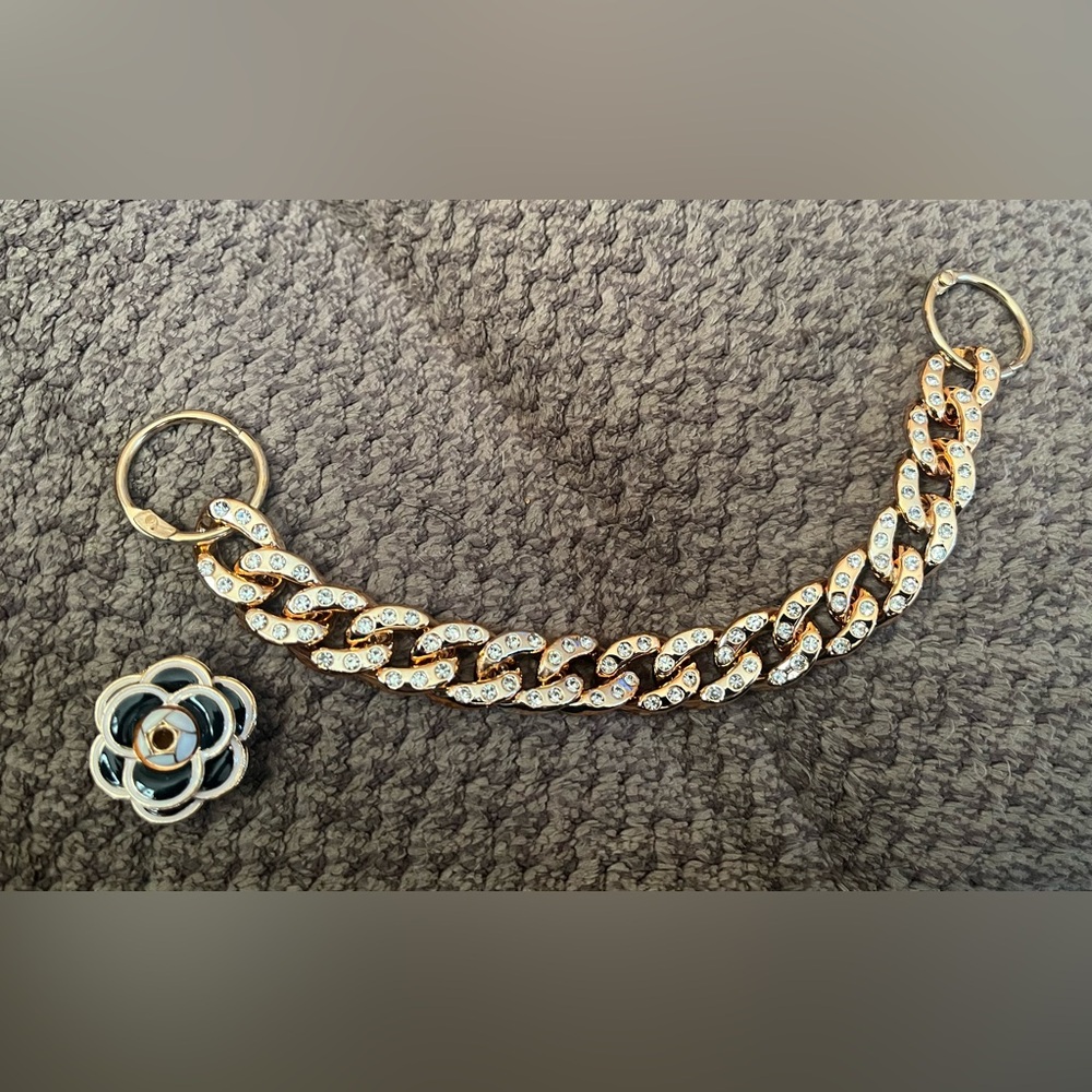 Gold Chain & flower Croc Accessories